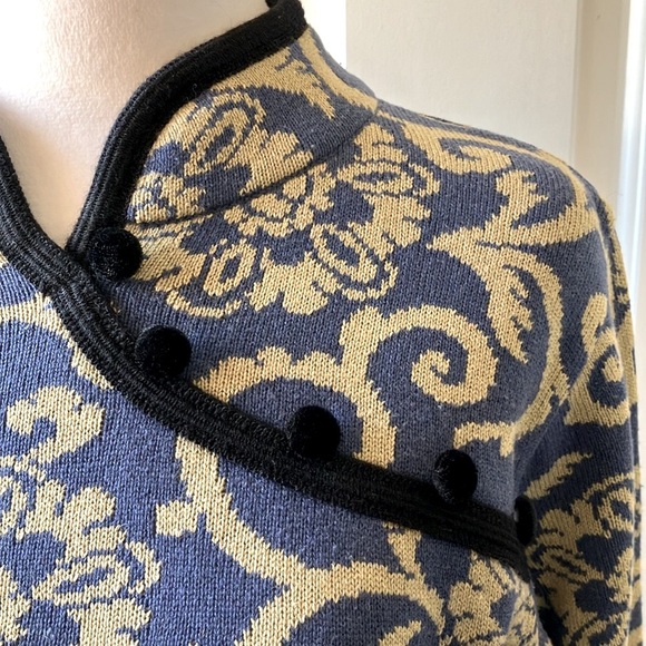 Covelo Silk/Wool/Cotton Blend Sweater Blue/Yellow Size M - Picture 5 of 11